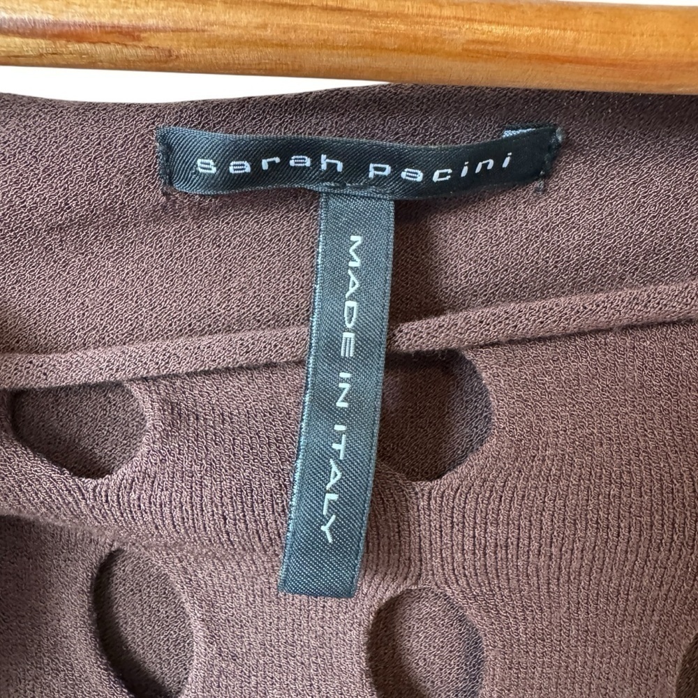 Sarah Pacini Brown Openwork Viscose Long sweater Tunic Women's One Size - Picture 5 of 8